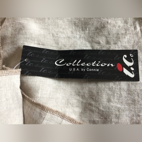 NEW i.c Collection Connie Sz L USA Linen Beige Jacket, Tank Top, & Pants 3pc Set - Picture 10 of 16